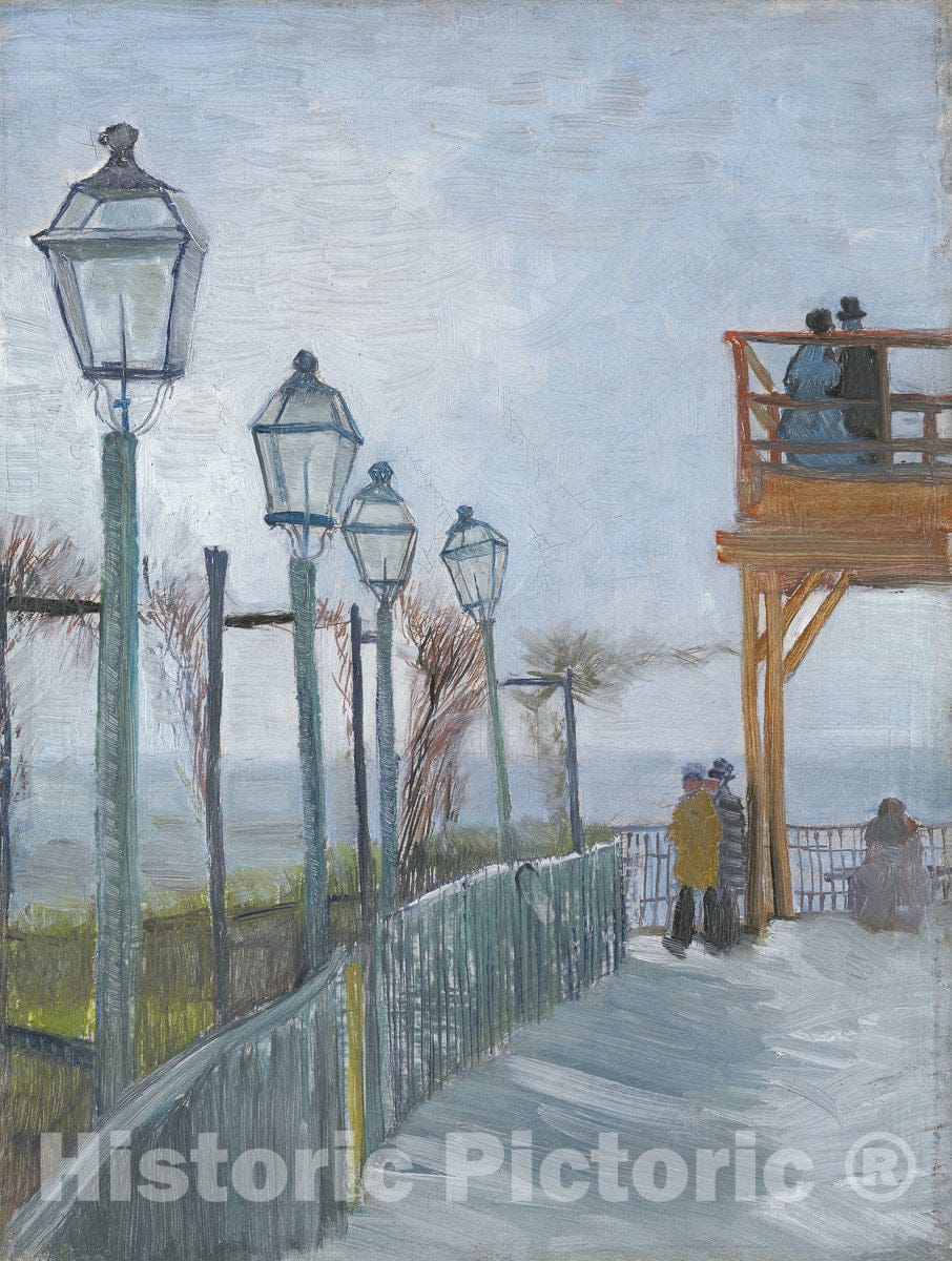 Art Print : Terrace and Observation Deck at the Moulin de Blute-Fin, Montmartre, Vincent Van Gogh, c 1915, Vintage Wall Decor :