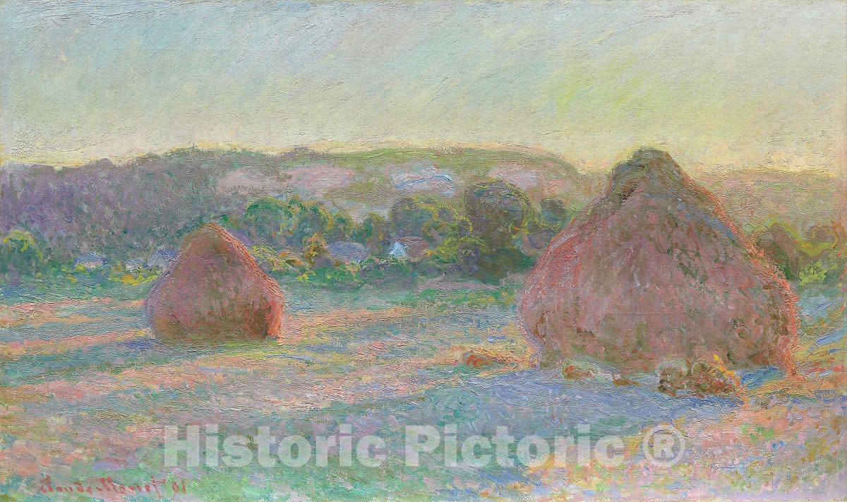 Art Print : Stacks of Wheat (End of Summer), Claude Monet, c 1890, Vintage Wall Decor :