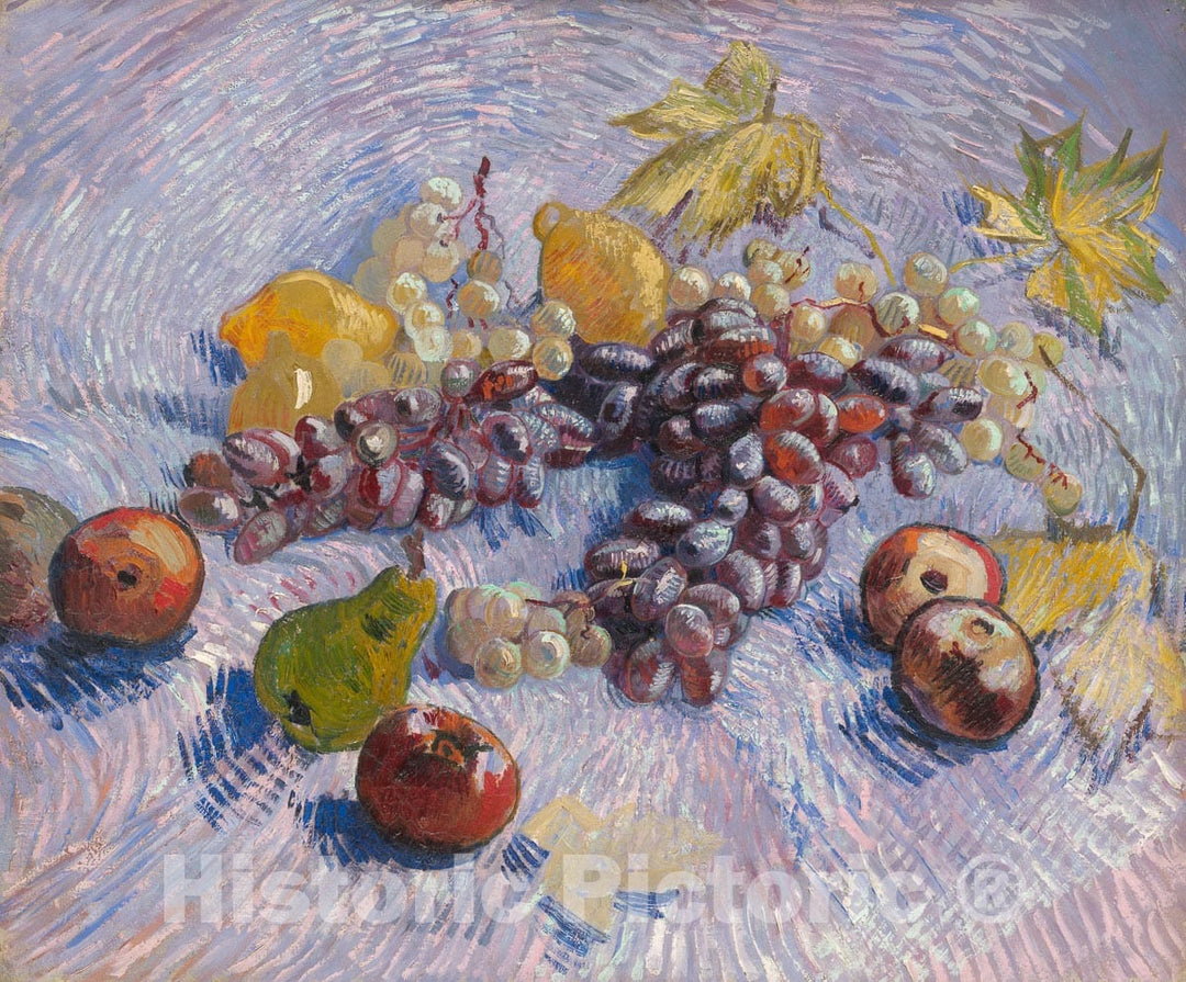 Art Print : Grapes, Lemons, Pears, and Apples, Vincent Van Gogh, 1887, Vintage Wall Decor :