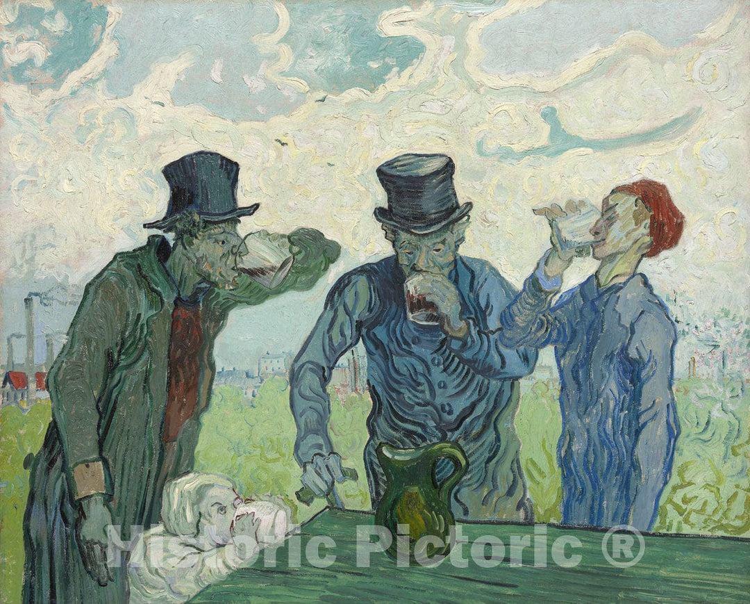 Art Print : The Drinkers, Vincent Van Gogh, c 1863, Vintage Wall Decor :