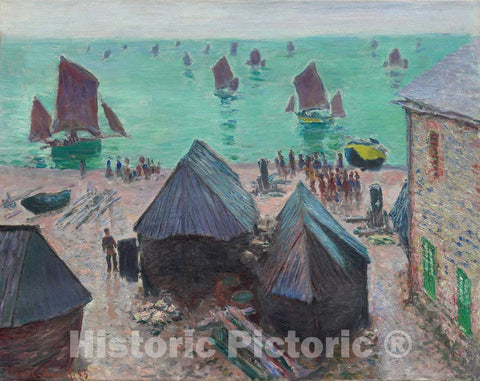 Art Print : The Departure of the Boats, etretat, Claude Monet, c 1865, Vintage Wall Decor :