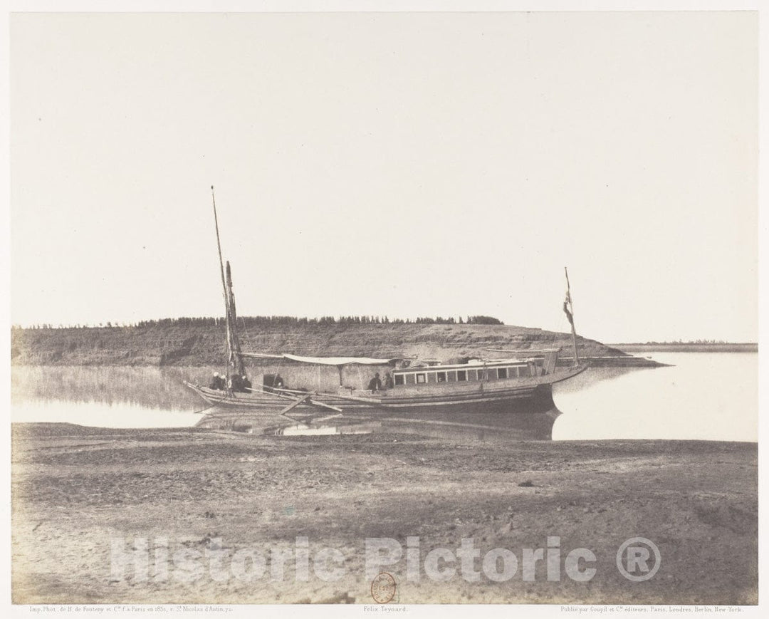 Photo Print : Félix Teynard - Louksor, Petit Bras du Nil - Barque de Voyageurs 1 : Vintage Wall Art