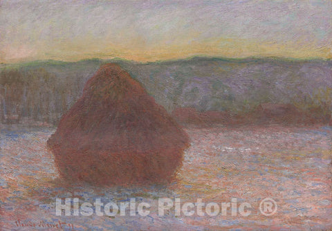 Art Print : Stack of Wheat (Thaw, Sunset), Claude Monet, c 1944, Vintage Wall Decor :