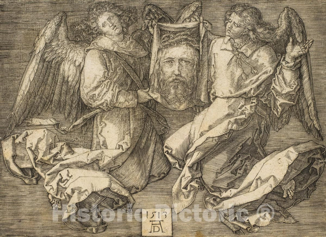 Art Print : Albrecht Dürer - Sudarium Held by Two Angels  v.2 : Vintage Wall Art