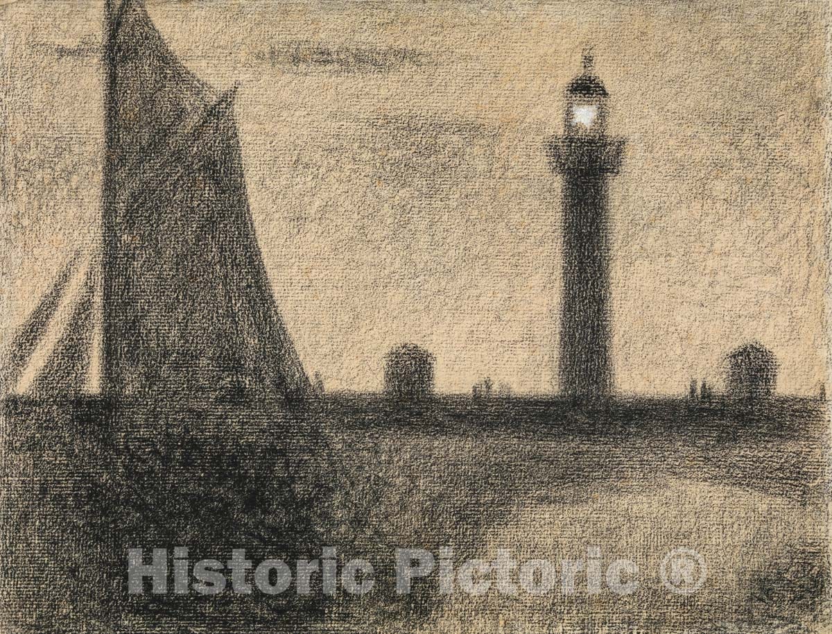 Art Print : Georges Seurat - The Lighthouse at Honfleur : Vintage Wall Art