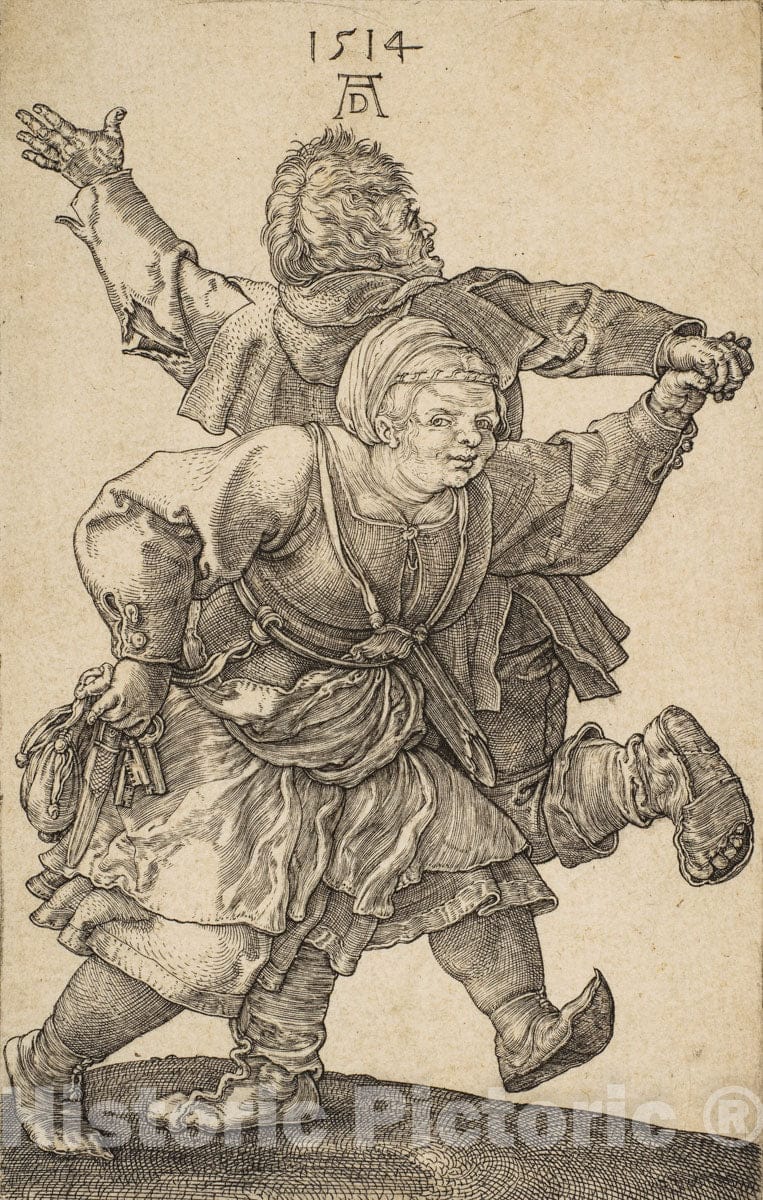 Art Print : Albrecht Dürer - Peasant Couple Dancing : Vintage Wall Art