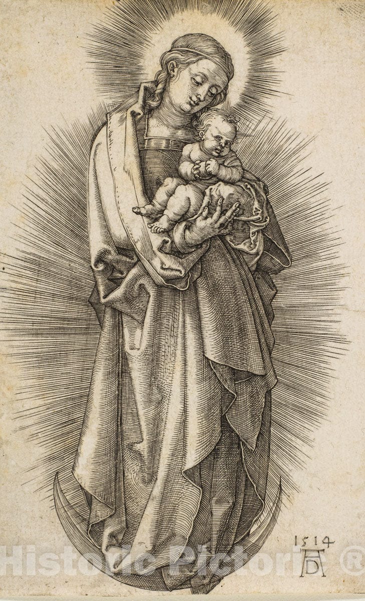 Art Print : Albrecht Dürer - Virgin and Child on the Crescent with a Diadem : Vintage Wall Art