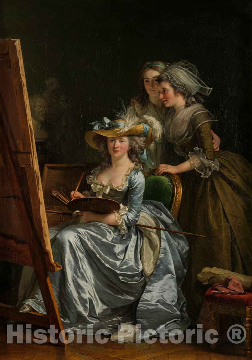 Art Print : Adélaïde Labille-Guiard - Self-Portrait with Two Pupils, Marie Gabrielle Capet and Marie Marguerite Carreaux de Rosemond  : Vintage Wall Art