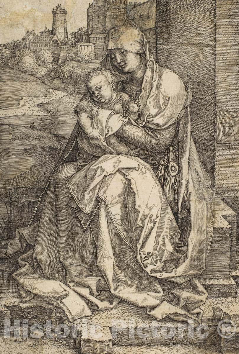 Art Print : Albrecht Dürer - Virgin and Child Seated by the Wall : Vintage Wall Art