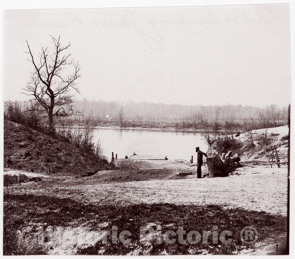 Photo Print : Andrew Joseph Russell - Lower Pontoon Bridge, Deep Bottom, James River : Vintage Wall Art