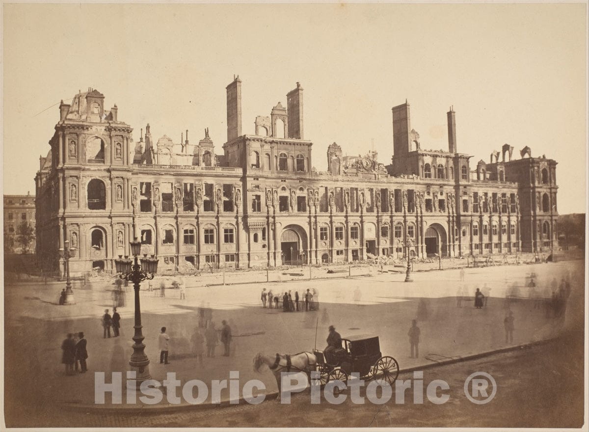 Photo Print : Hippolyte-Auguste Collard - The Hötel de Ville After The Commune : Vintage Wall Art