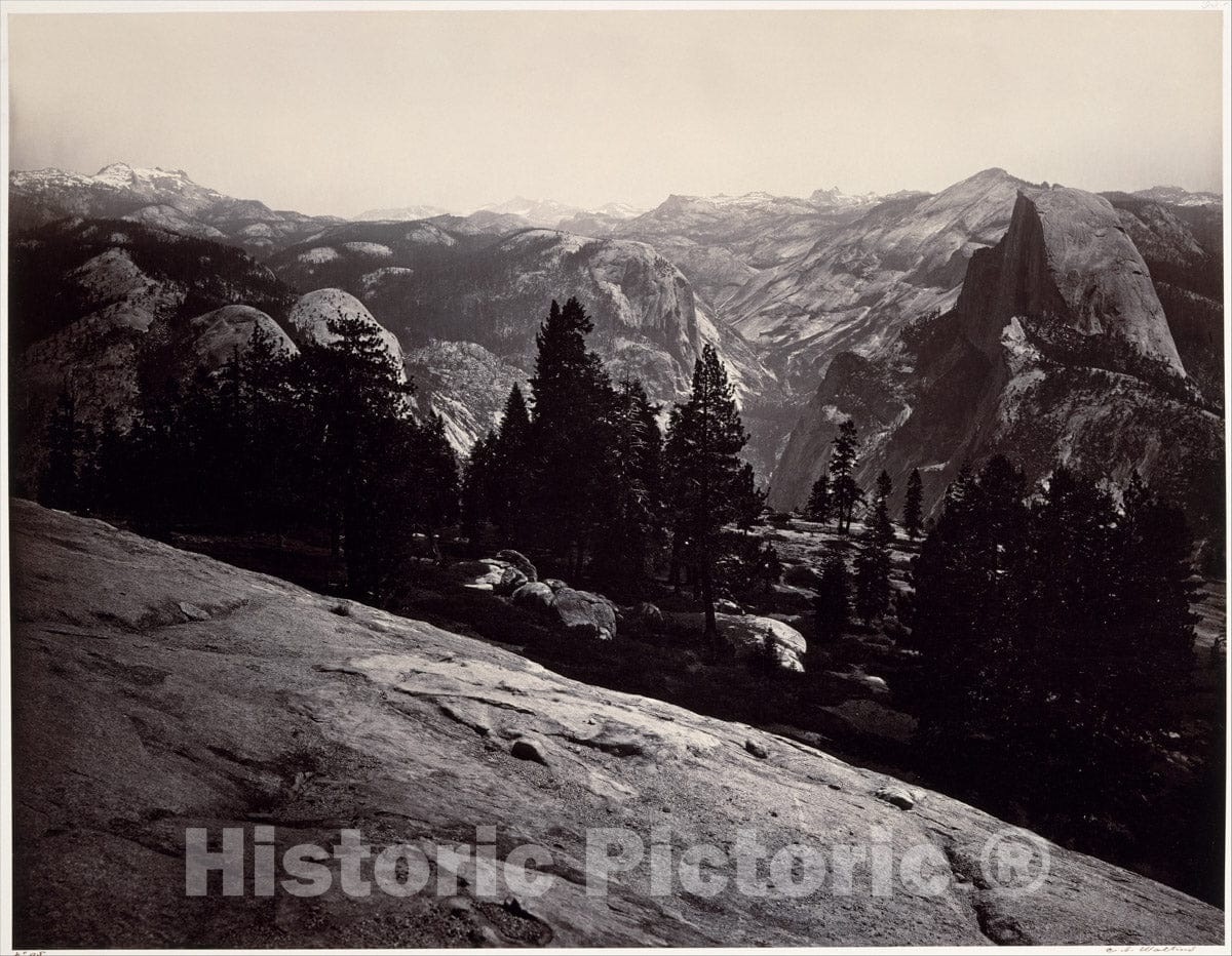 Art Print : Carleton E. Watkins - View from The Sentinel Dome, Yosemite : Vintage Wall Art