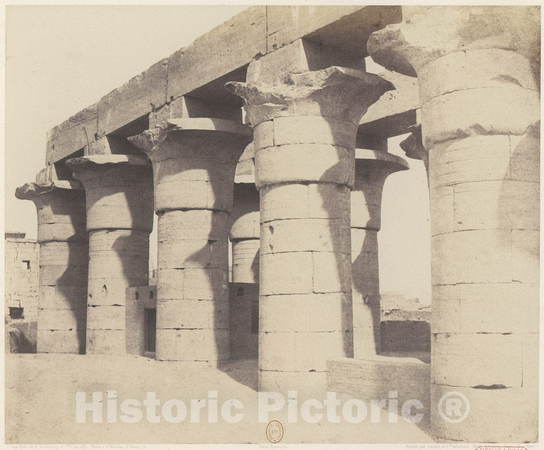 Photo Print : Félix Teynard - Louksor (Thèbes). Construction Centrale - Grande Colonnade : Vintage Wall Art