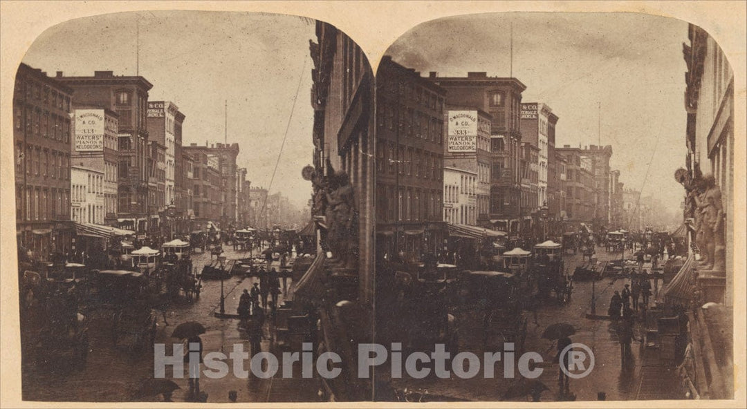 Art Print : Edward Anthony - Broadway, New York City, in The rain : Vintage Wall Art