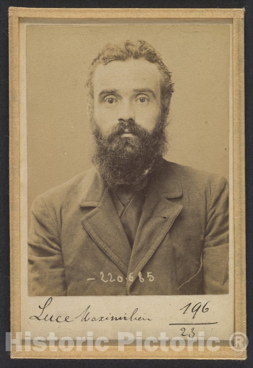 Art Print : Alphonse Bertillon - Luce. Maximilien. 36 ans, né le 13/3/58 à Paris VIIe. Artiste-peintre. Anarchiste. 6/7/94. : Vintage Wall Art