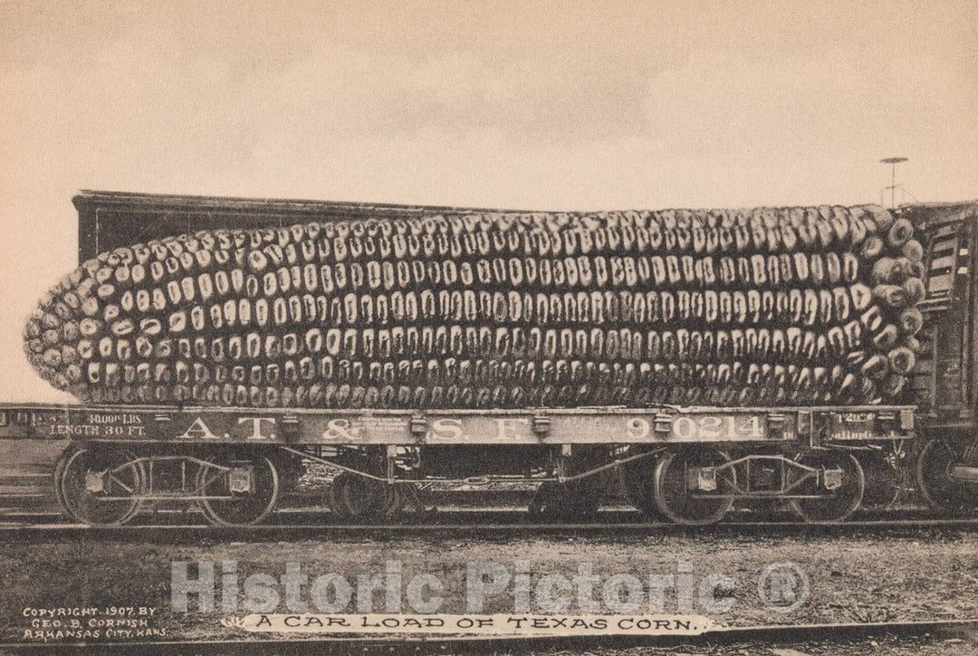 Art Print : George B. Cornish - A Car Load of Texas Corn : Vintage Wall Art