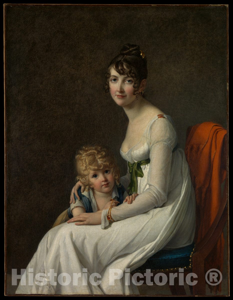 Art Print : Madame Philippe Panon Desbassayns de Richemont (Jeanne Egle Mourgue) and Her Son, Eugene - Artist: Marie Guillelmine Benoist - Created: 1802 : Vintage Wall Art