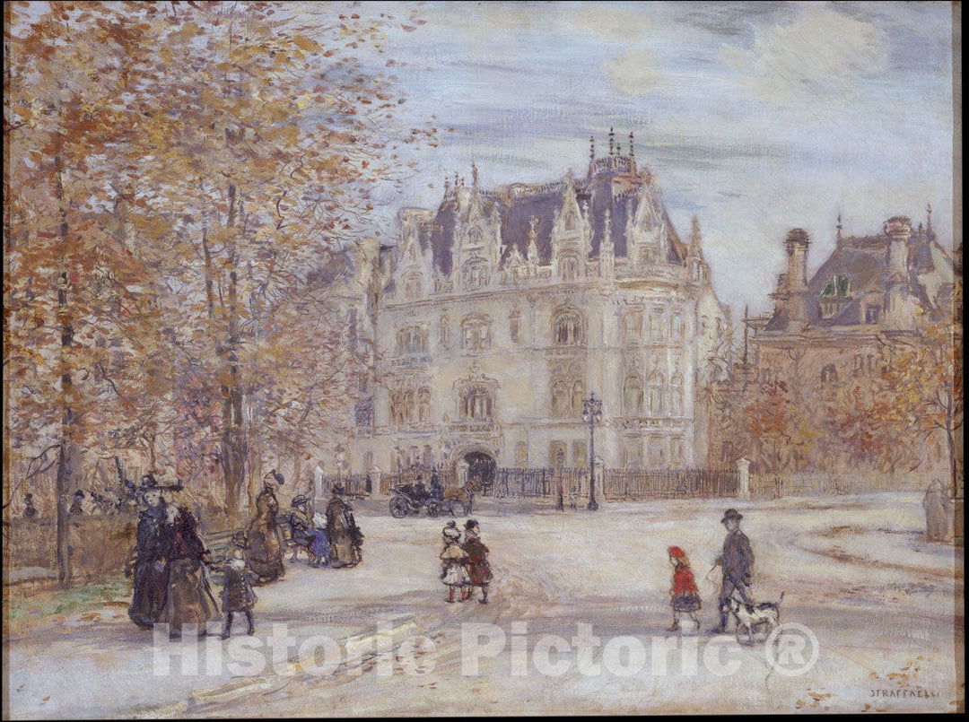 Art Print : Jean-François Raffaëlli - The Fletcher Mansion, New York City : Vintage Wall Art