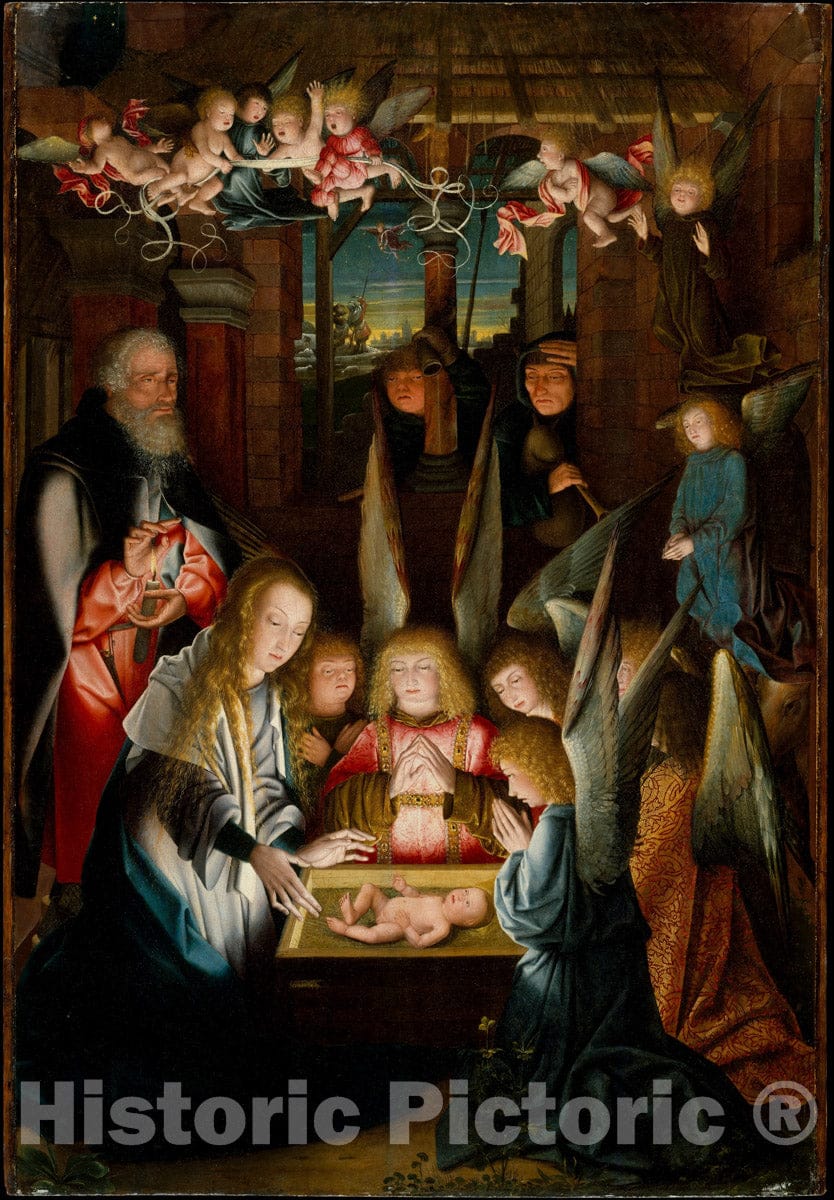 Art Print : Follower of Jan Joest of Kalkar - The Adoration of The Christ Child : Vintage Wall Art