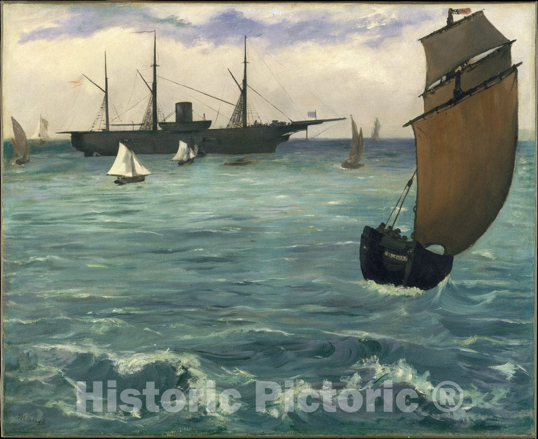 Art Print : Edouard Manet - The Kearsarge at Boulogne : Vintage Wall Art