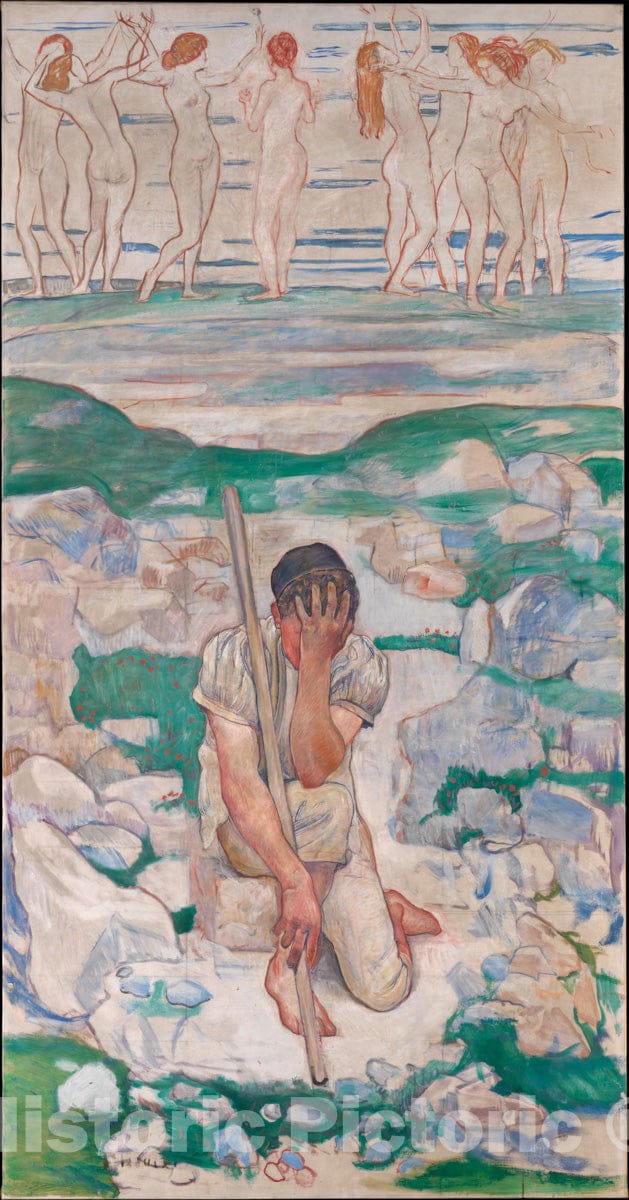 Art Print : Ferdinand Hodler - The Dream of The Shepherd (Der Traum des Hirten) : Vintage Wall Art