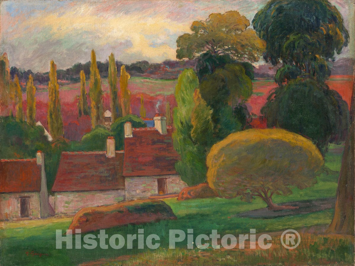 Art Print : Paul Gauguin - A Farm in Brittany : Vintage Wall Art