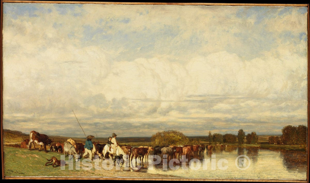 Art Print : Jules Dupré - Cows Crossing a Ford : Vintage Wall Art