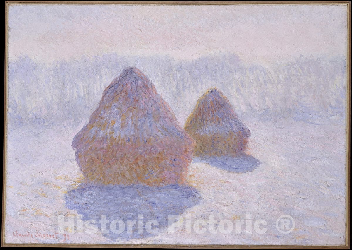 Art Print : Claude Monet - Haystacks (Effect of Snow and Sun) : Vintage Wall Art