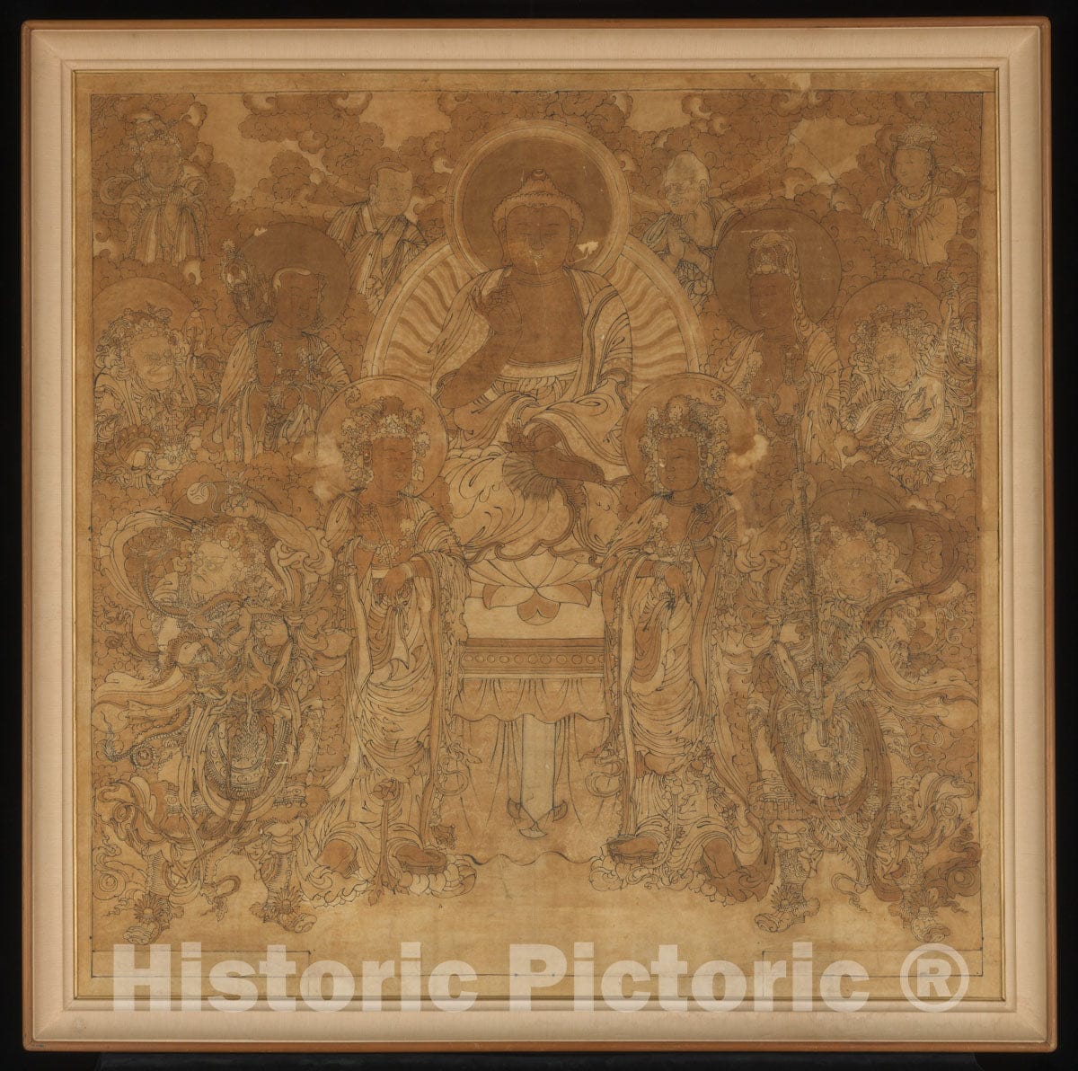 Art Print : Unidentified Artist - Amitabha Buddha’s Assembly in The Western Paradise - Korea - Joseon Dynasty (1392–1910) : Vintage Wall Art