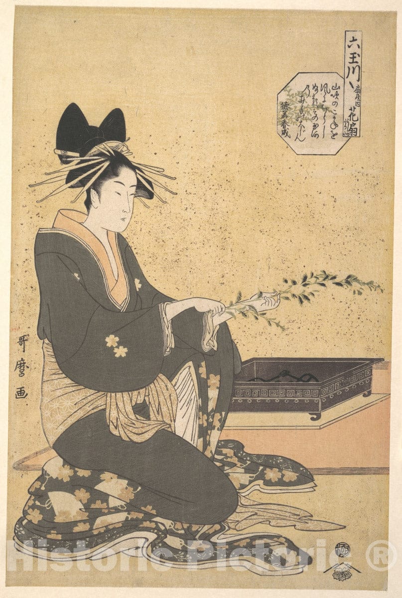 Art Print : Kitagawa Utamaro - The Oiran Hanaogi of Ogiya - Japan : Vintage Wall Art