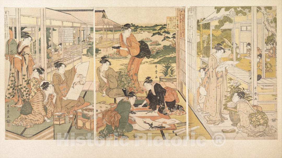 Art Print : Kitagawa Utamaro - The Four Elegant Accomplishments (Kin ki sho ga) - Japan : Vintage Wall Art