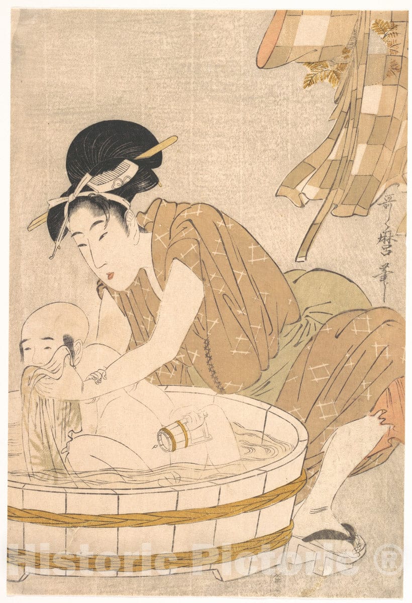 Art Print : Kitagawa Utamaro - Bathtime (Gy?zui) - Japan : Vintage Wall Art