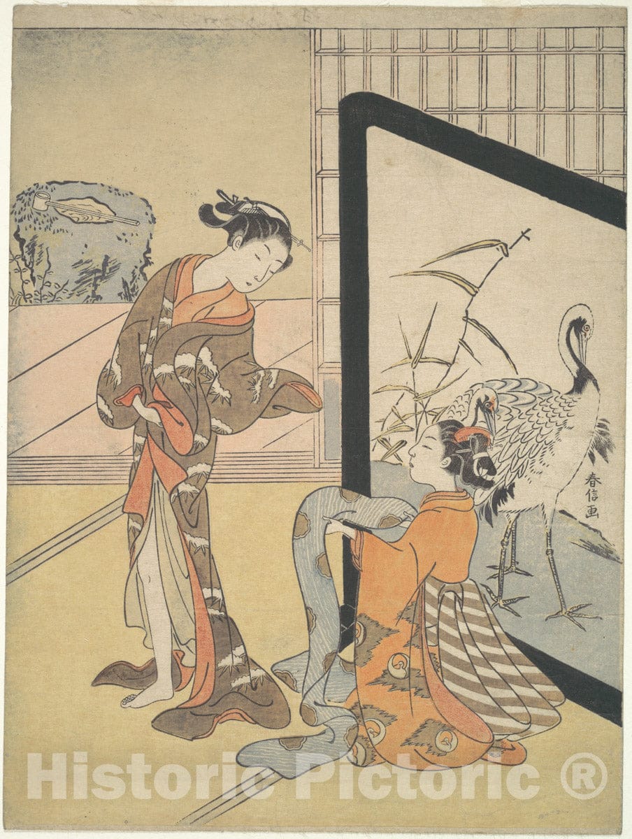 Art Print : Suzuki Harunobu - Courtesan and Shinz? - Japan : Vintage Wall Art