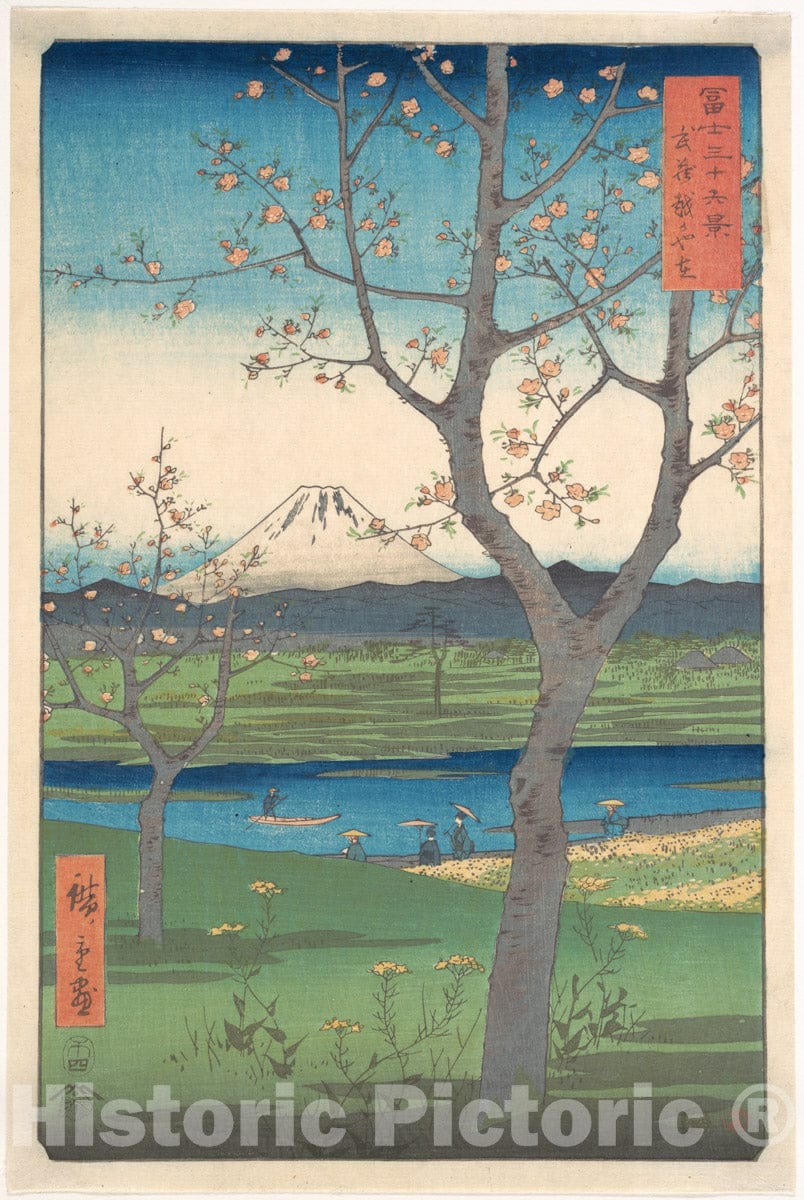 Art Print : Utagawa Hiroshige - Musashi, Koshigaya Zai - Japan : Vintage Wall Art