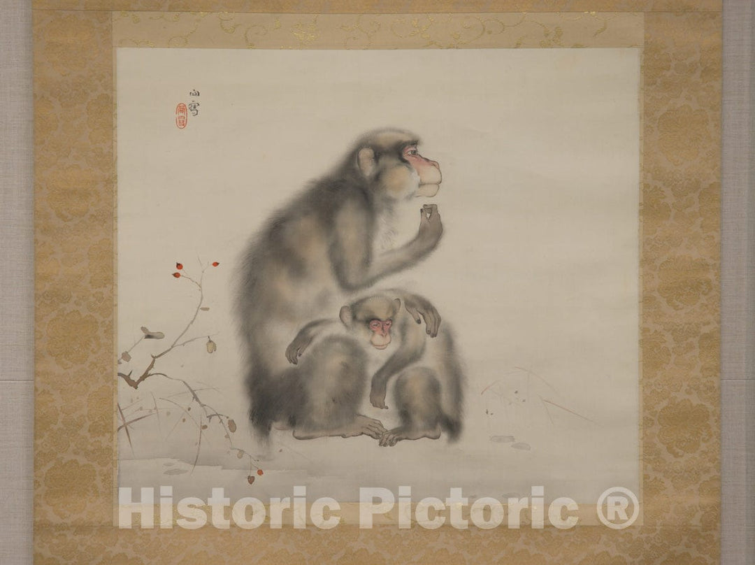 Art Print : Hashimoto Kansetsu - Monkeys - Japan : Vintage Wall Art