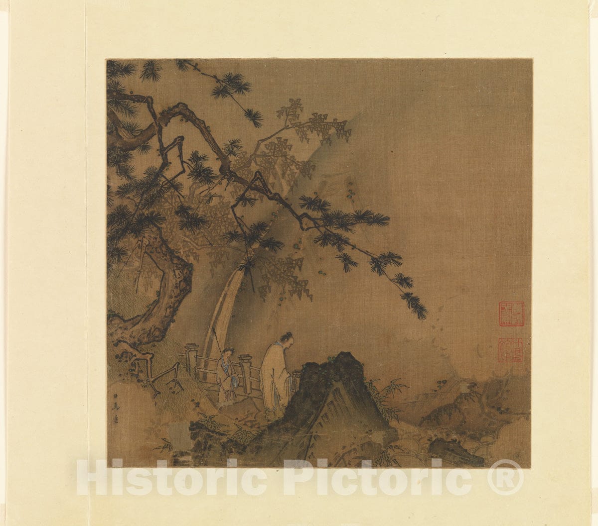 Art Print : Ma Yuan - Scholar Viewing a Waterfall - China - Southern Song Dynasty (1127–1279) : Vintage Wall Art