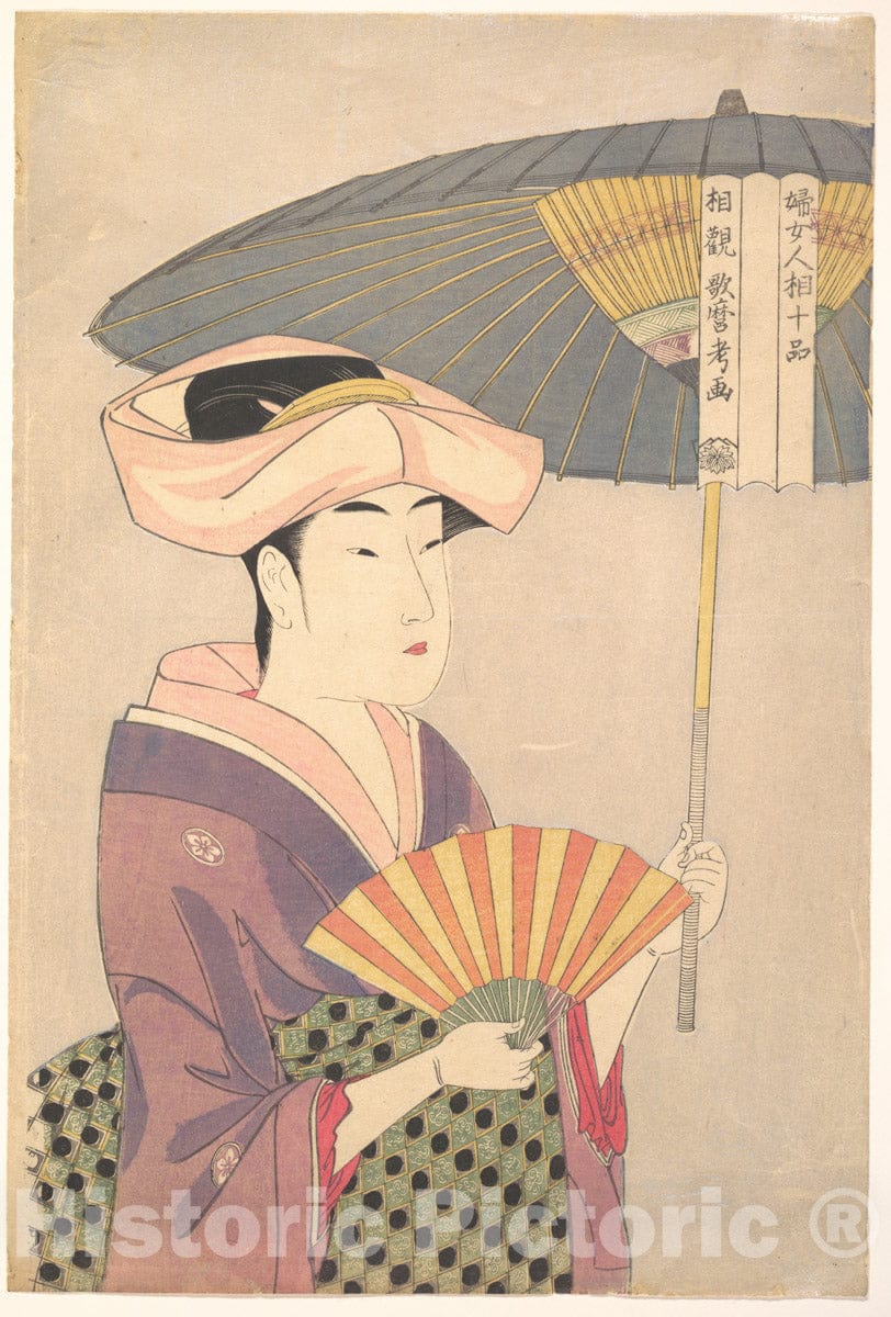 Art Print : “Woman Holding Up a Parasol” - Artist: Kitagawa Utamaro - Created: c1792 : Vintage Wall Art