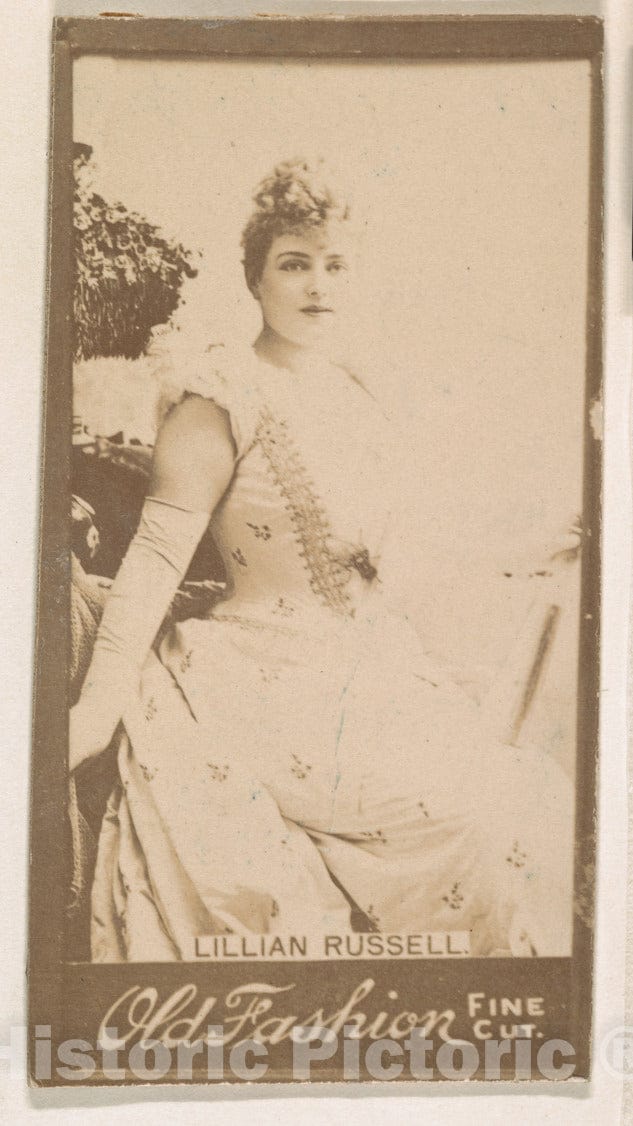 Photo Print : Lillian Russell, from The Actresses Series (N664) Promoting Old Fashion Fine Cut Tobacco 1 : Vintage Wall Art