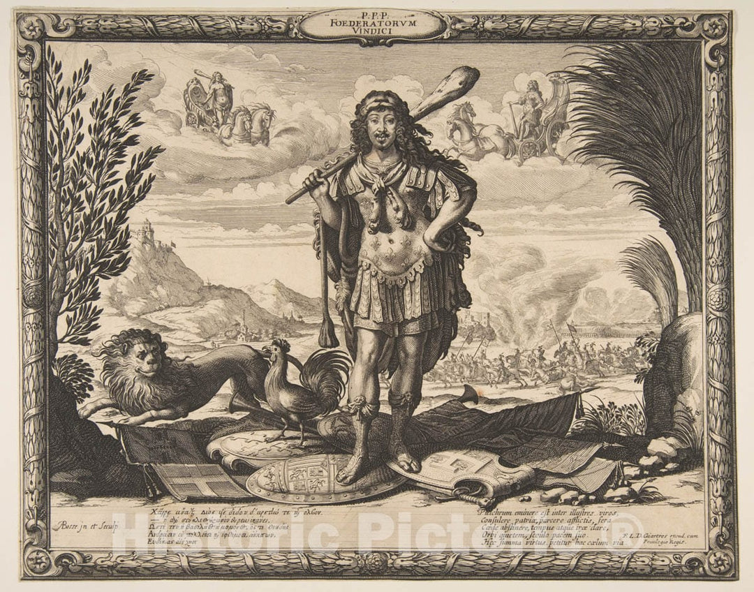 Art Print : Abraham Bosse, Louis XIII as Hercules - Vintage Wall Art