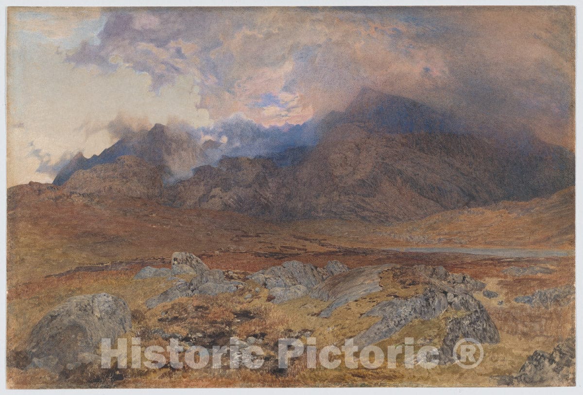 Art Print : Alfred William Hunt - Snowdon, After an April Hailstorm or Snowdon Through Clearing Clouds : Vintage Wall Art