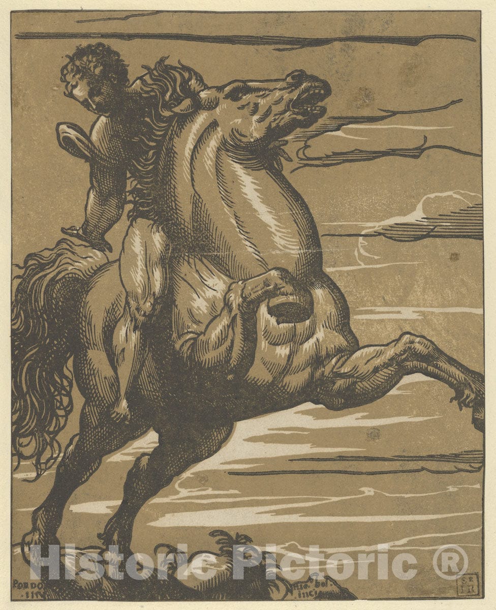 Art Print : Nicolò Boldrini - Leaping Horseman : Vintage Wall Art