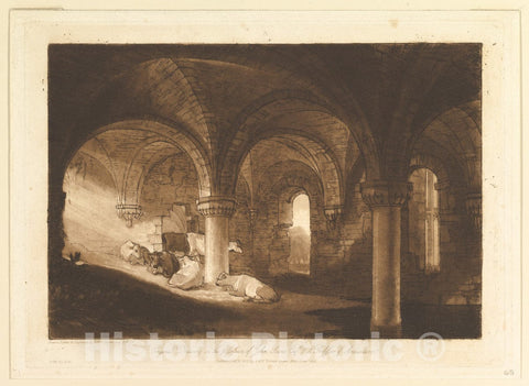 Art Print : Joseph Mallord William Turner, Crypt of Kirkstall Abbey, 1812 - Vintage Wall Art