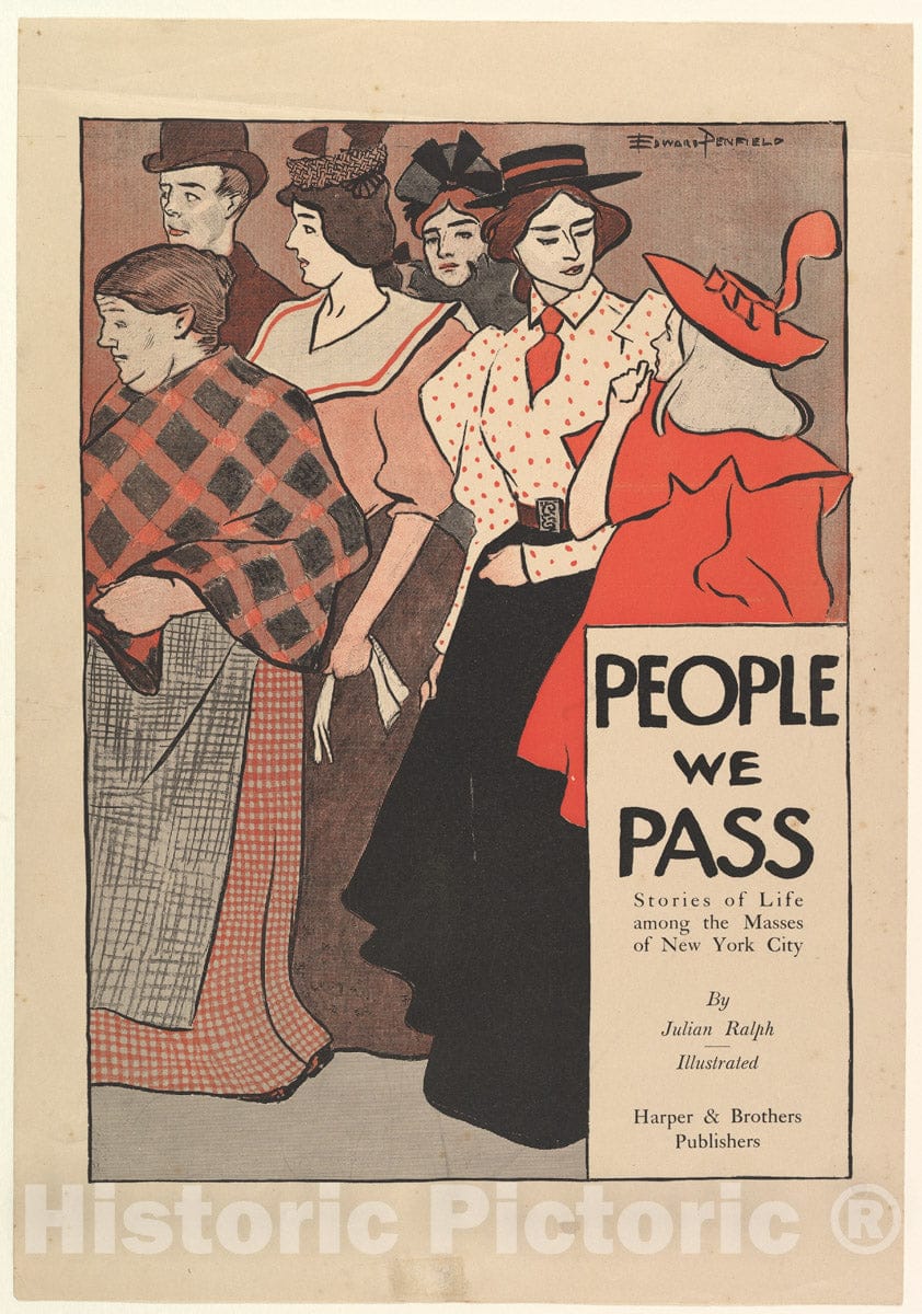 Art Print : Edward Penfield - People We Pass: Stories of Life Among The Masses of New York City : Vintage Wall Art