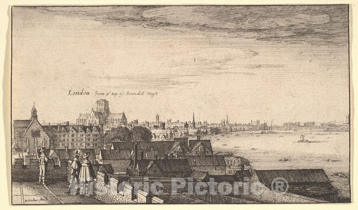 Art Print : Wenceslaus Hollar - London from Arundel House : Vintage Wall Art