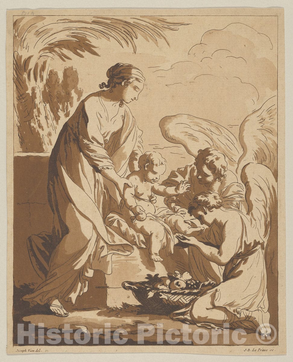 Art Print : Jean-Baptiste Le Prince - Adoration of The Angels (L’Adoration des anges) : Vintage Wall Art