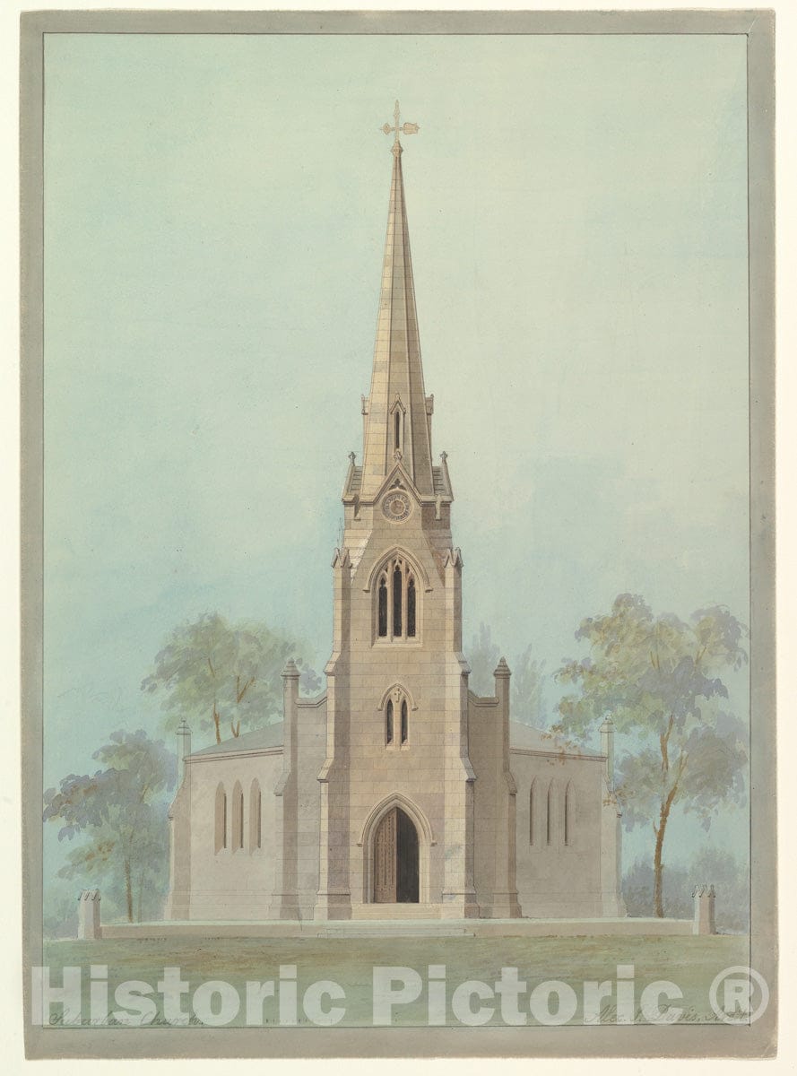 Art Print : Alexander Jackson Davis - Church of The Holy Apostles, New York City : Vintage Wall Art