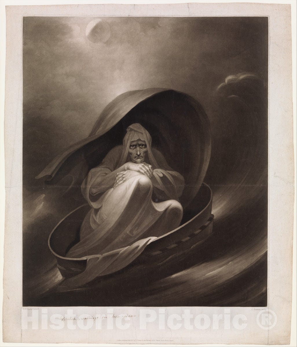 Art Print : Charles Turner - A Witch Sailing to Aleppo in a Sieve : Vintage Wall Art