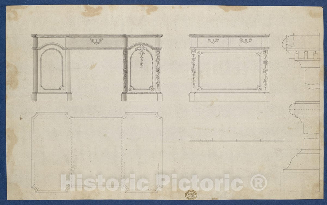 Art Print : Thomas Chippendale - Library Tables, from Chippendale Drawings, Vol. II : Vintage Wall Art