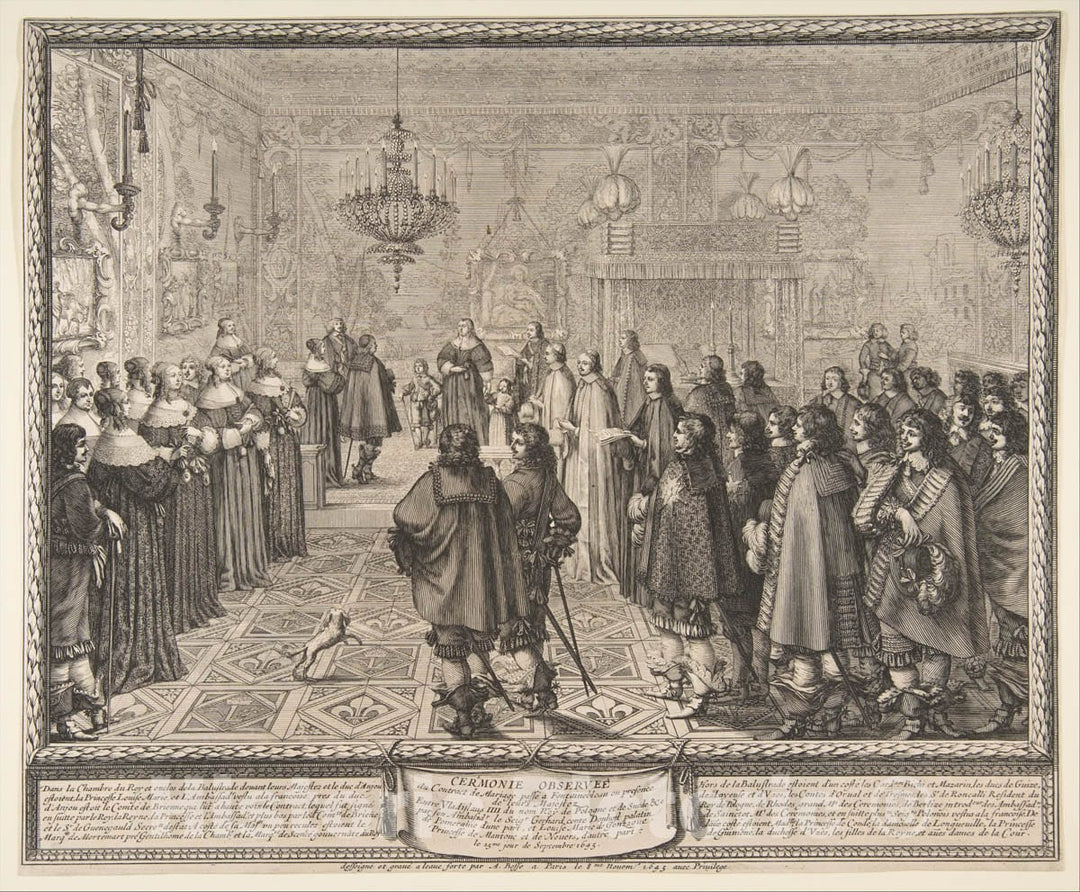 Art Print : Abraham Bosse, Ceremony of The Contract of Marriage Between Vladislas IV, King of Poland, and LouiseMarie of Gonzaga, 1645 - Vintage Wall Art