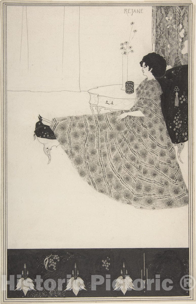 Art Print : Aubrey Vincent Beardsley - Madame Réjane : Vintage Wall Art